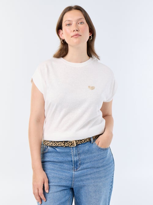 Mouwloos T-shirt van jerseytricot met klein borstborduurwerk - Kiabi