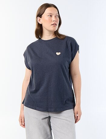 Mouwloos T-shirt van jerseytricot met klein borstborduurwerk