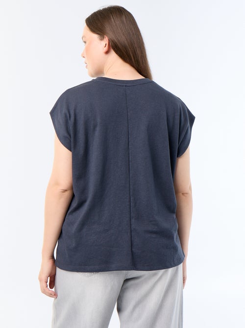 Mouwloos T-shirt van jerseytricot met klein borstborduurwerk - Kiabi