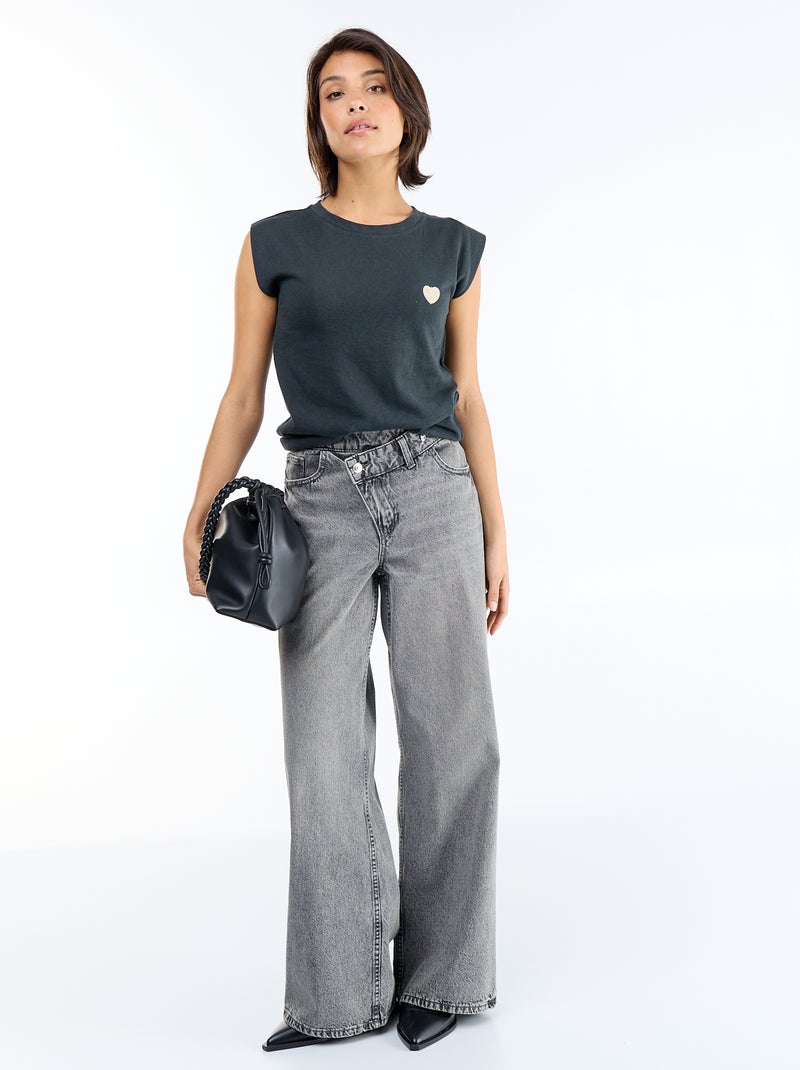 Mouwloos T-shirt van jerseytricot Zwart - Kiabi