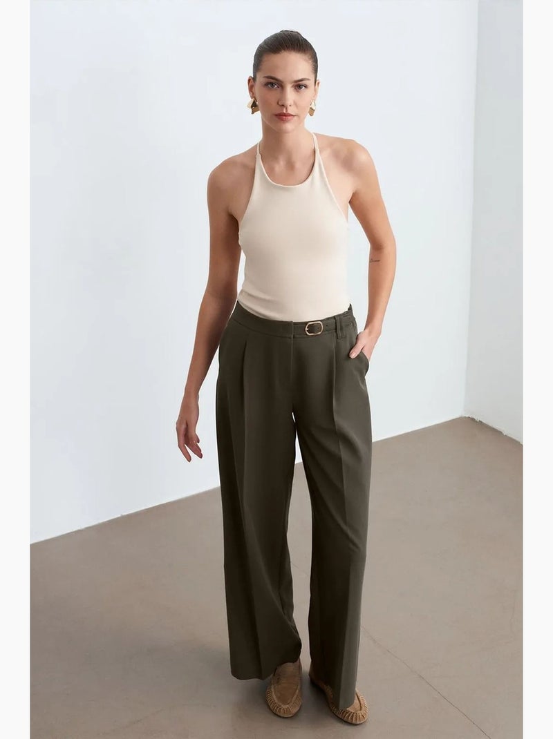 Mouwloos top aansluitend halterhals jersey dilvin Natuurlijk beige - Kiabi