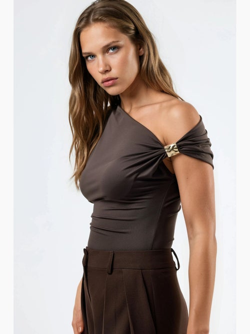 Mouwloos top asymmetrische halslijn accessoire detail hiccup - Kiabi