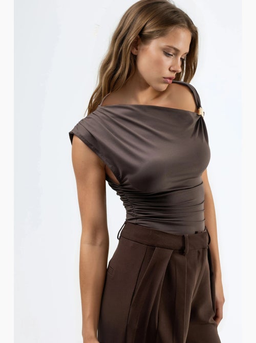 Mouwloos top asymmetrische halslijn accessoire detail hiccup - Kiabi