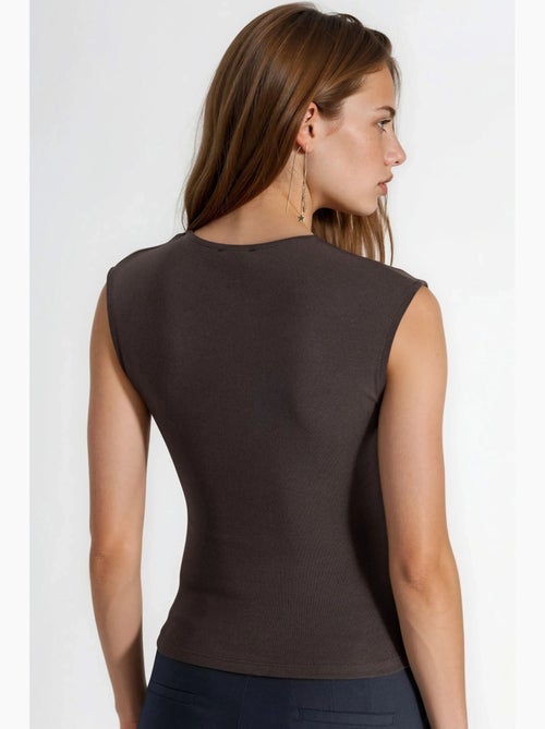 Mouwloos top drapering ronde hals busem - Kiabi