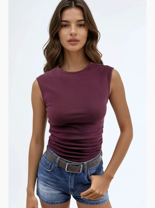 Mouwloos top drapering ronde hals busem - Kiabi