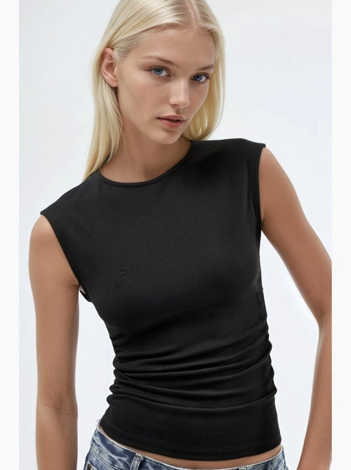 Mouwloos top drapering ronde hals busem - Kiabi