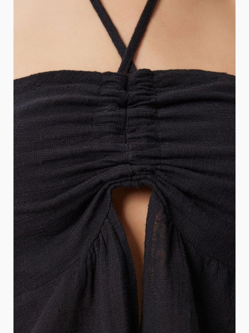 Mouwloos top katoen off-shoulder halternek istanbul Zwart - Kiabi