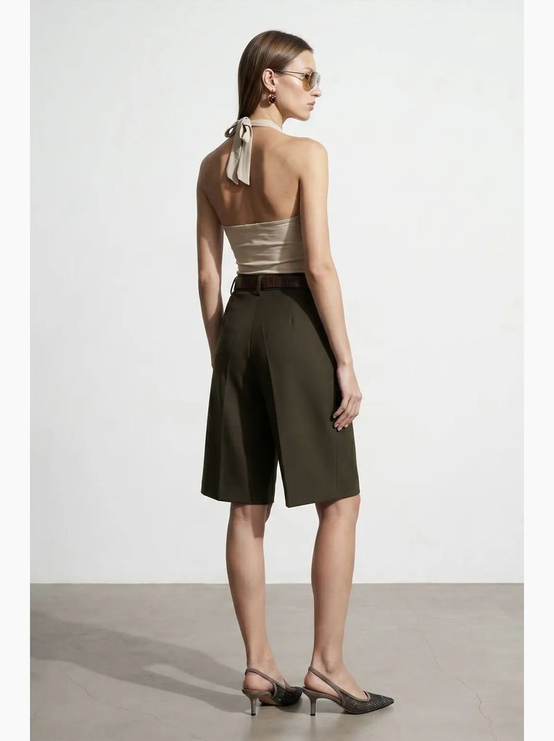 Mouwloos top met watervalhals en strikdetail dilvin Klei-beige - Kiabi