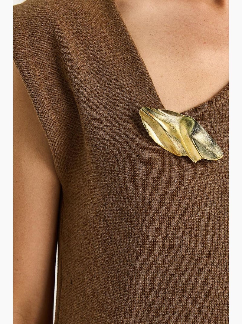 Mouwloos top textuur v-hals accessoiredetail lucci Donkerbruin - Kiabi