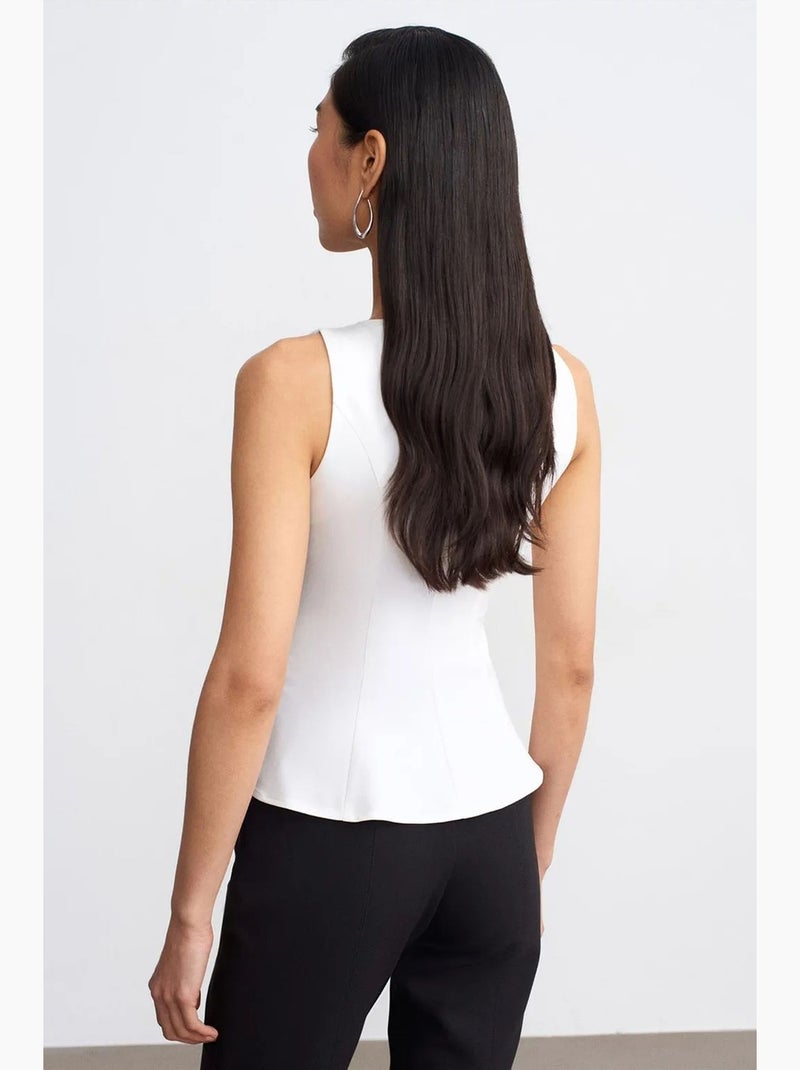 Mouwloos top van crêpe met peplum dilvin Wit - Kiabi