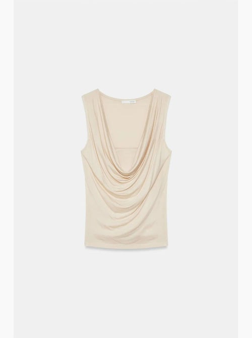 Mouwloos top van jersey met watervalhals dilvin - Kiabi Mouwloos top van jersey met watervalhals dilvin - Kiabi