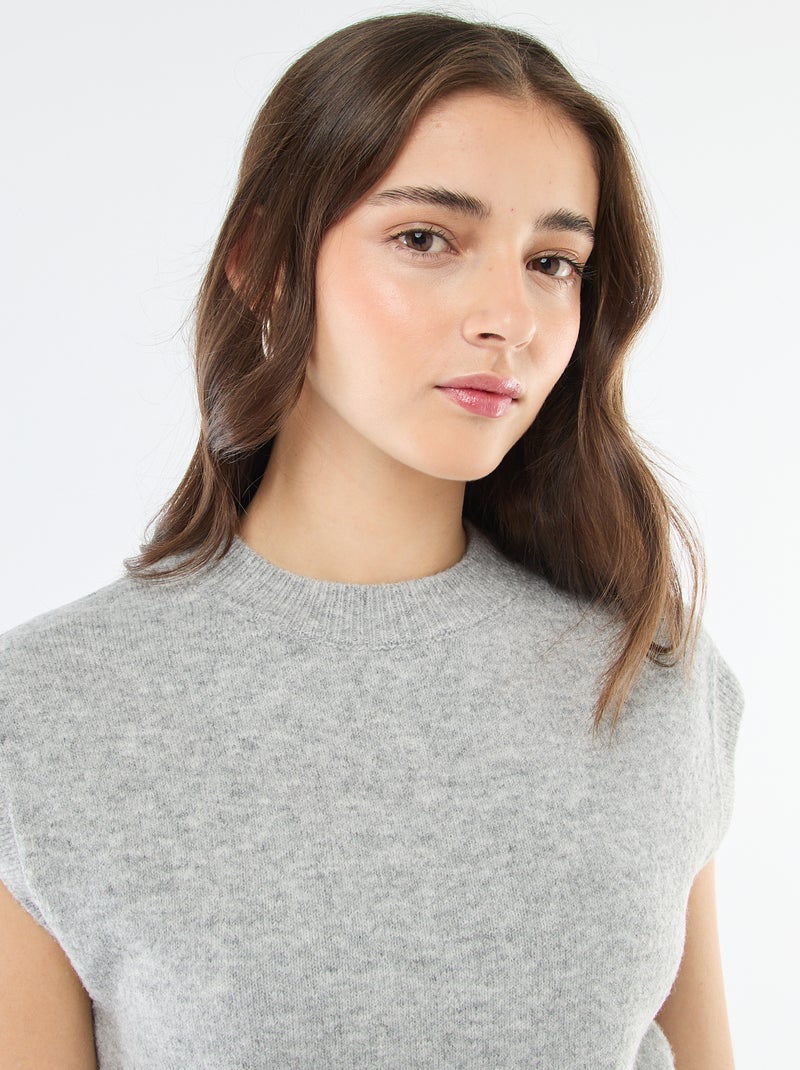 Mouwloos truitje van warm tricot Grijs - Kiabi