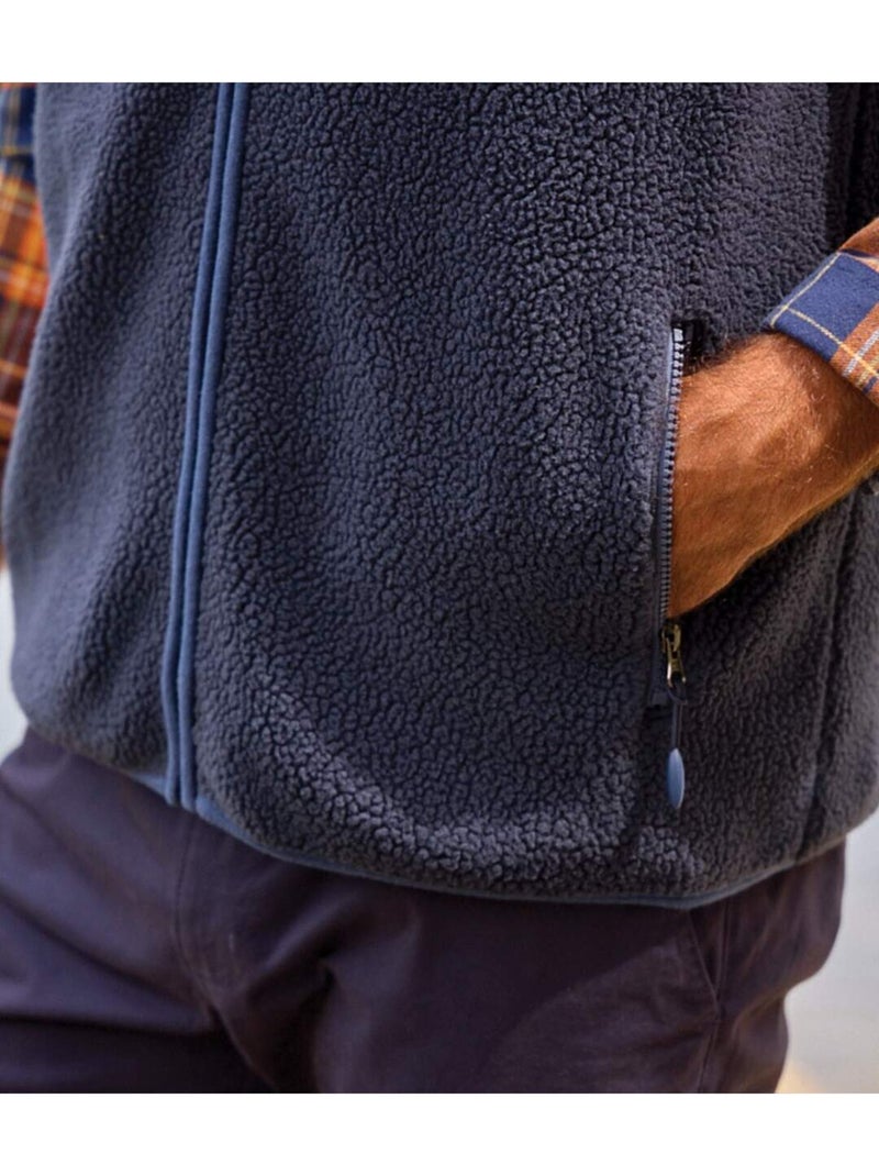 Mouwloos vest in sherpa  - atlas for men Marineblauw - Kiabi