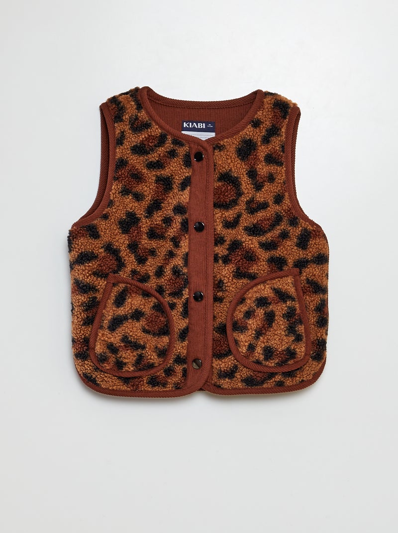 Mouwloos vest met imitatieschapenvacht BRUIN - Kiabi
