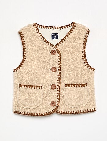 Mouwloos vest met schapenvachteffect