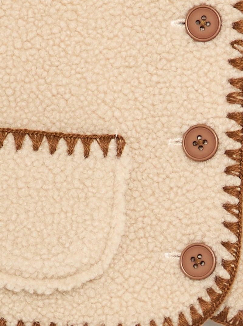 Mouwloos vest met schapenvachteffect Biege - Kiabi