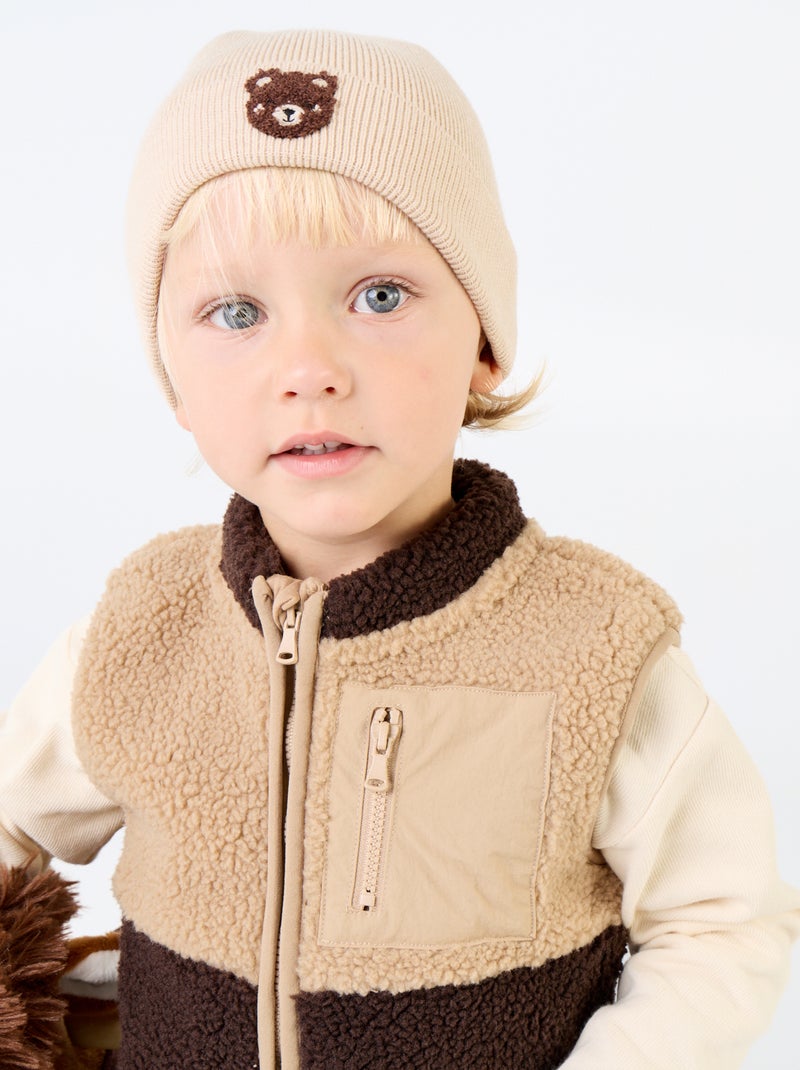 Mouwloos vest met schapenvachteffect Bruin - Kiabi