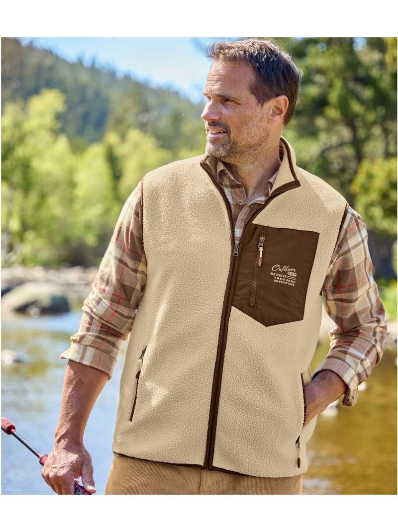 Mouwloos vest met sherpavoering - atlas for men Beige - Kiabi