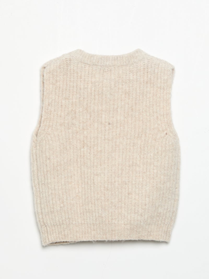 Mouwloos vest met zakken Biege - Kiabi