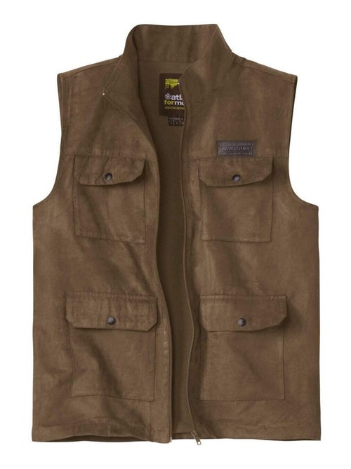 Mouwloos vest van suèdine Adventure - ATLAS FOR MEN - Kiabi