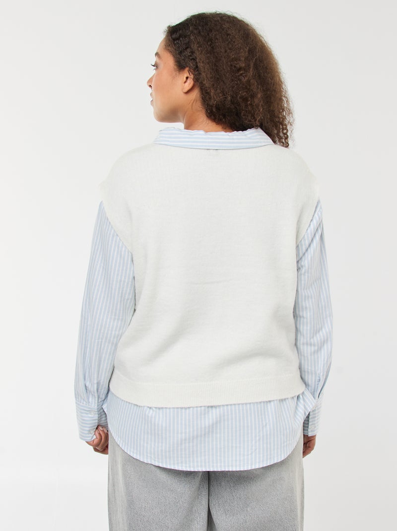 Mouwloos vestje met knopen Biege - Kiabi
