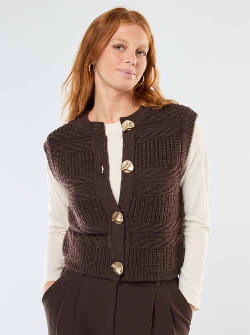 Mouwloos vestje van kabeltricot - Kiabi