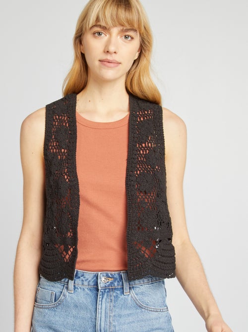 Mouwloos vestje van macramé - Kiabi
