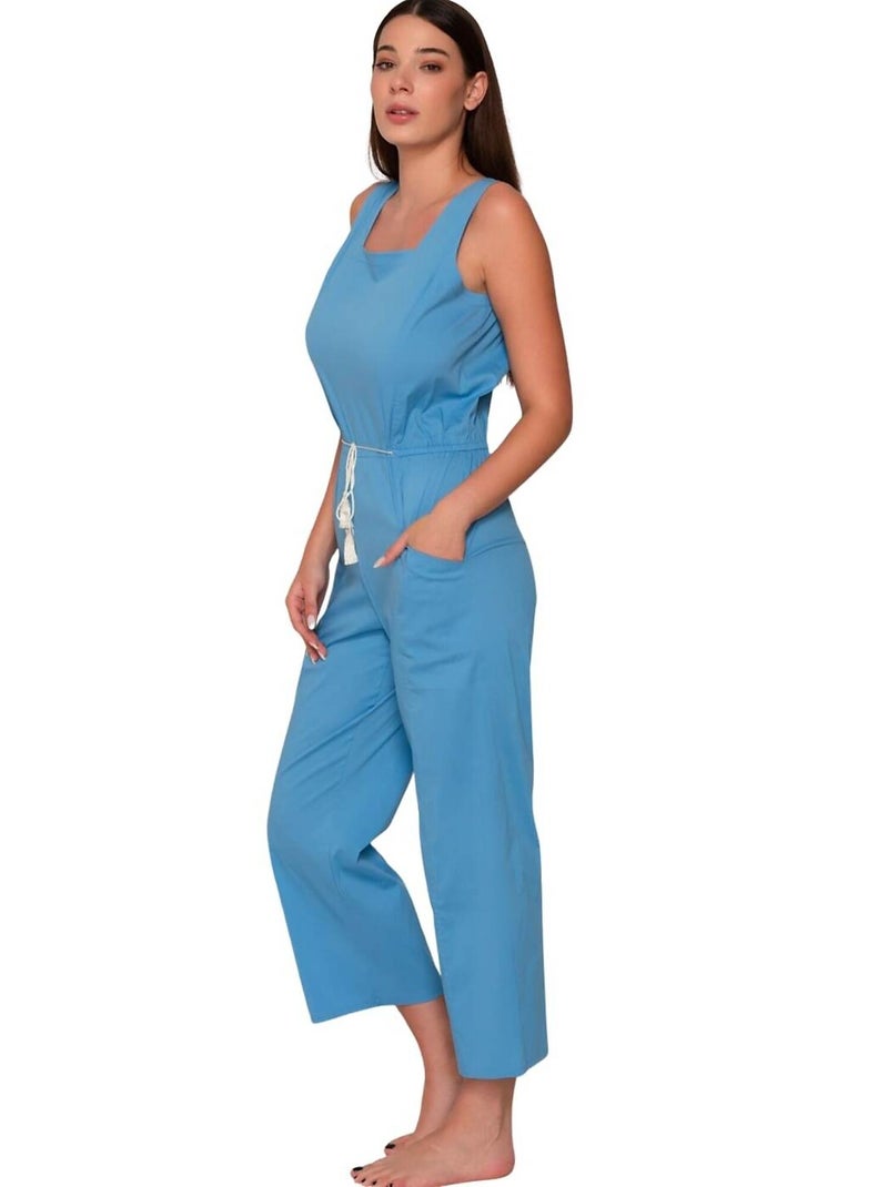 Mouwloos zomer broekpak grace Blauw - Kiabi