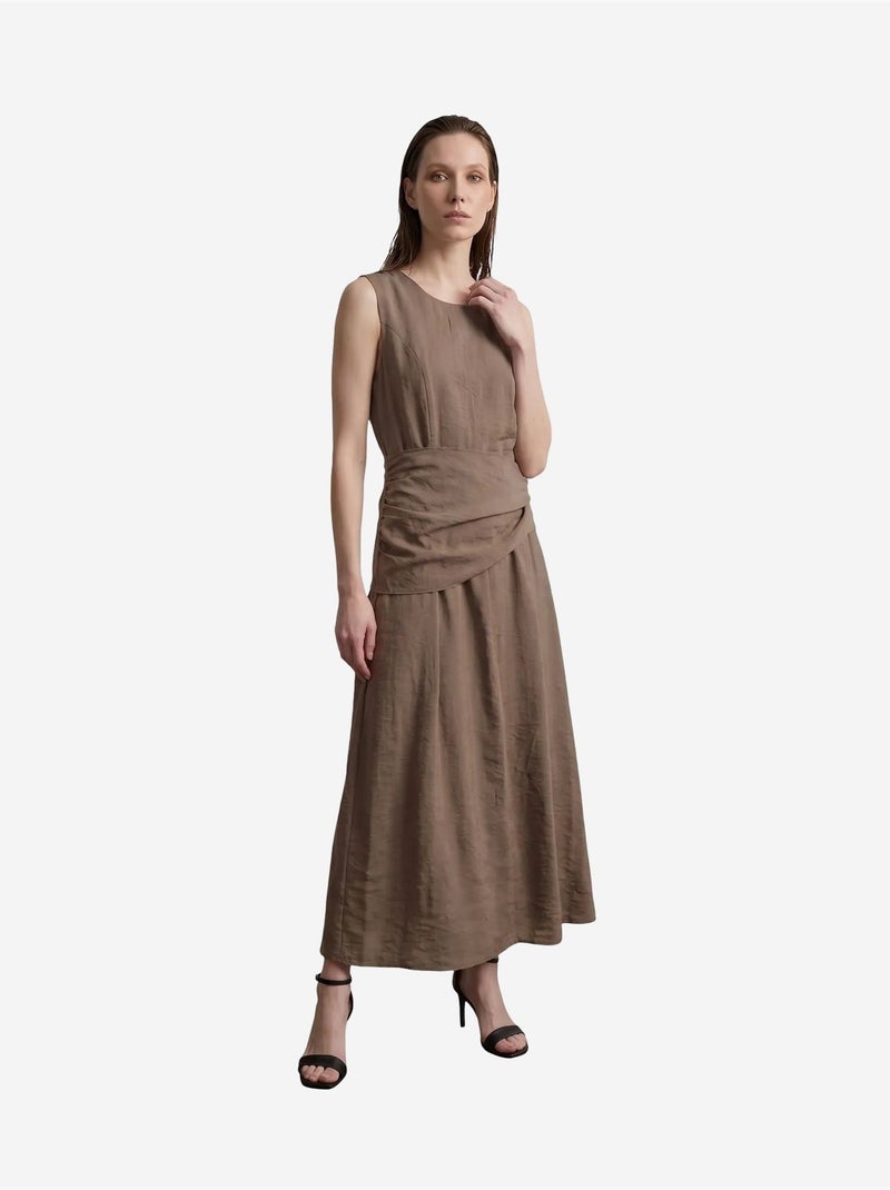 Mouwloze a-lijn midi-jurk my fashion Taupe - Kiabi