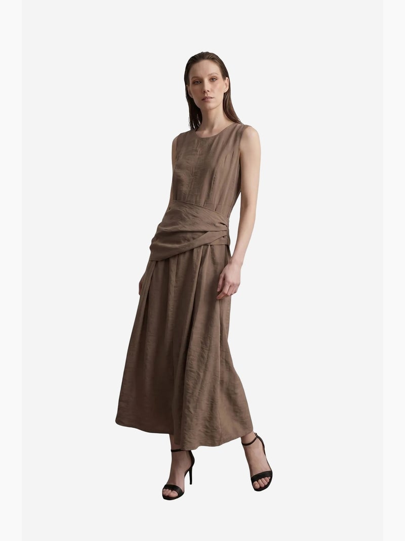 Mouwloze a-lijn midi-jurk my fashion Taupe - Kiabi