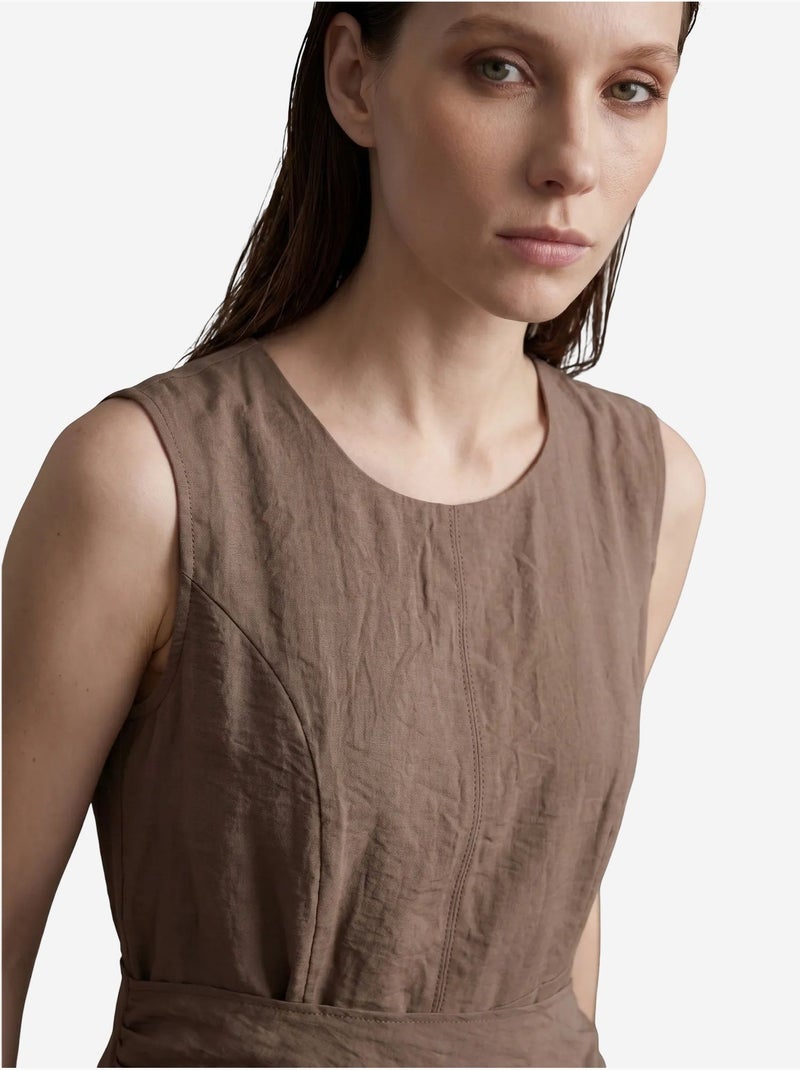 Mouwloze a-lijn midi-jurk my fashion Taupe - Kiabi