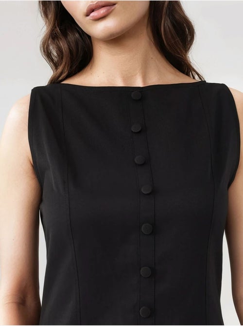 Mouwloze a-lijn mini-jurk met knoopdetail hiccup - Kiabi