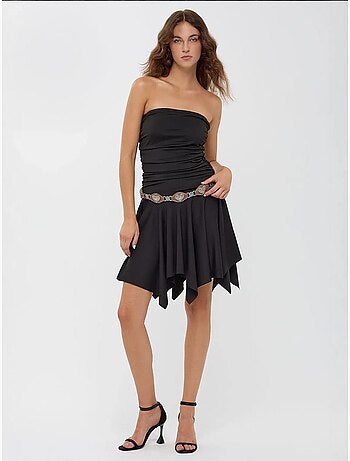 Mouwloze asymmetrische jersey mini-jurk