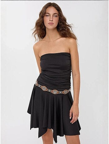 Mouwloze asymmetrische jersey mini-jurk