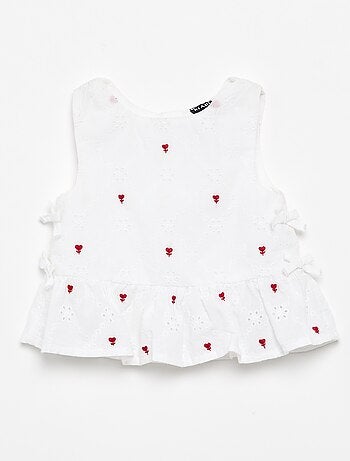Mouwloze blouse met borduursels