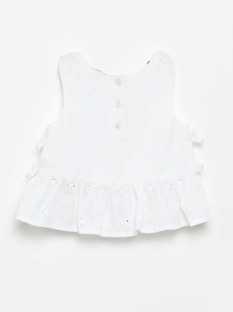 Mouwloze blouse met borduursels Biege - Kiabi
