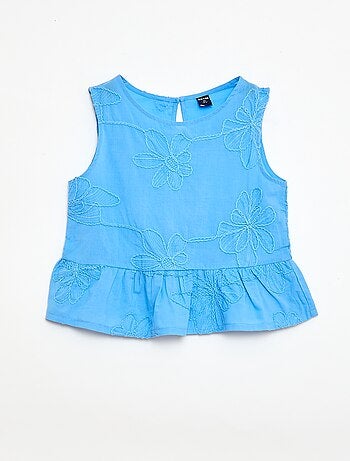 Mouwloze blouse met geborduurde bloemen