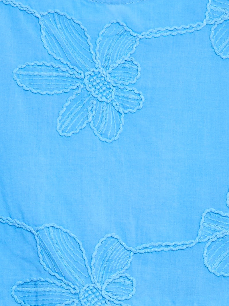 Mouwloze blouse met geborduurde bloemen Blauw - Kiabi