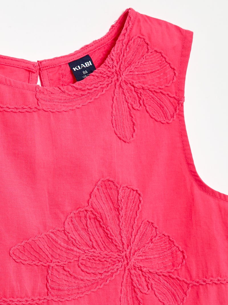 Mouwloze blouse met geborduurde bloemen Rose - Kiabi