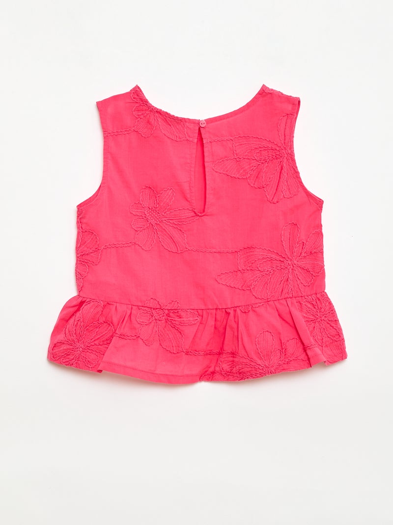 Mouwloze blouse met geborduurde bloemen Rose - Kiabi