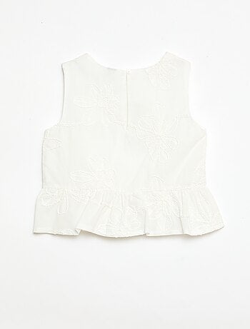 Mouwloze blouse met geborduurde bloemen