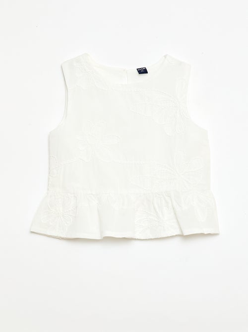 Mouwloze blouse met geborduurde bloemen - Kiabi