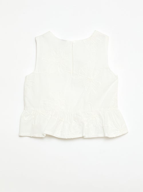 Mouwloze blouse met geborduurde bloemen - Kiabi