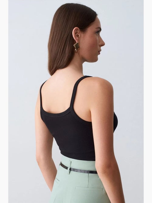 Mouwloze blouse met halternek en ribstructuur dilvin - Kiabi