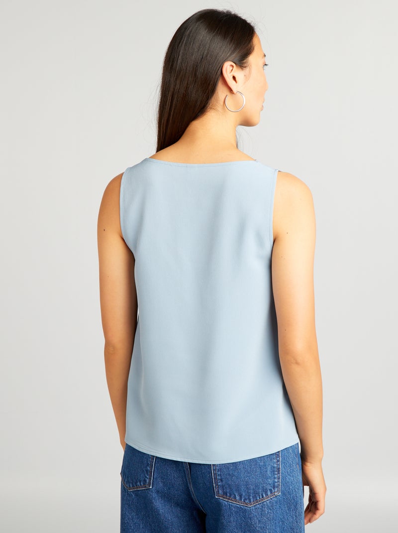 Mouwloze blouse met kanten kraagje BLAUW - Kiabi