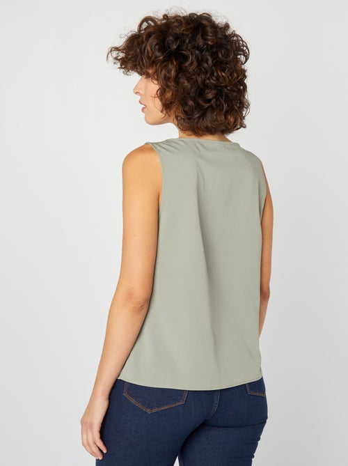 Mouwloze blouse met kanten kraagje - Kiabi