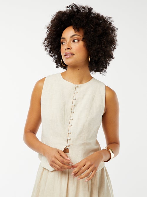 Mouwloze blouse met knopen - Kiabi