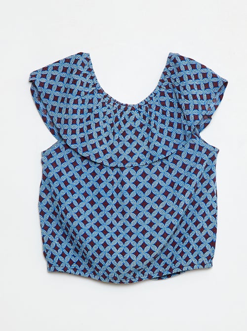 Mouwloze blouse met knopen en ruches - Kiabi