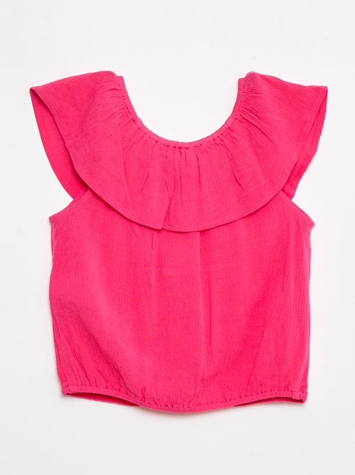 Mouwloze blouse met knopen en ruches - Kiabi