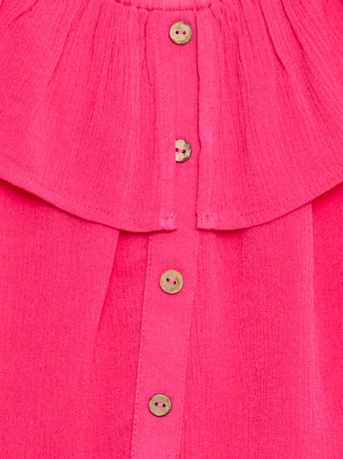 Mouwloze blouse met knopen en ruches - Kiabi